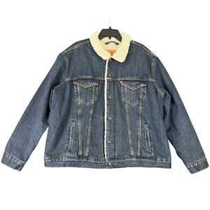 Levi's Type III Sherpa‎ Trucker Jacket Men XXL Denim Lined Western Workwear